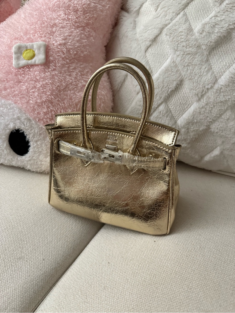 Gold Mini Top-Handle Bag - Women Letter Hermes